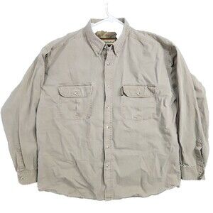 Remington Shirt Mens XL Beige Button Up Hunting Outdoor Heavyweight Work